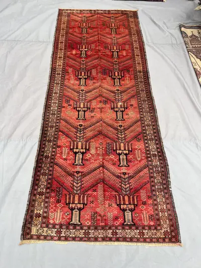 4x10 Afghan Turkoman Runner Rug, Hand-Knotted Bukhara Runner, Vintage Tribal Wool Hallway Rug, Elegant Handmad