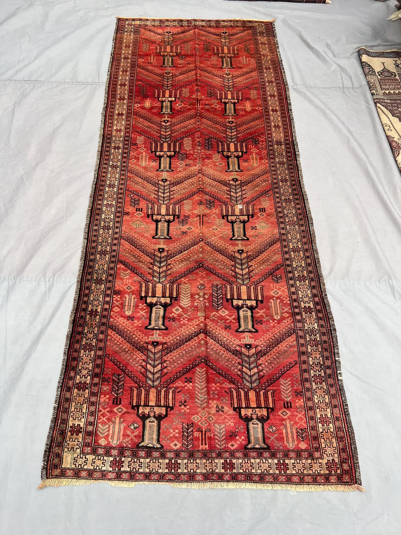 4x10 Afghan Turkoman Runner Rug, Hand-Knotted Bukhara Runner, Vintage Tribal Wool Hallway Rug, Elegant Handmade Carpet, Enterway Rug