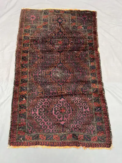 3x5 Antique Afghan Baluchi Rug | Tribal Hand Knotted Low Pile Rug | Rare Nomadic Wool Rug | Boho Accent Rug | 
