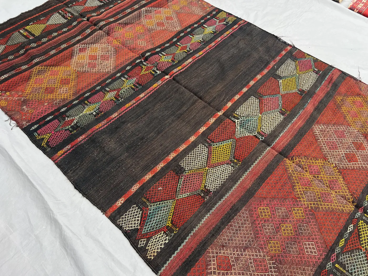5x9 Antique Handmade Kilim Rug | Tribal Flatweave Sumak Wool Rug | Bohemian Area Rug | Ethnic Farmhouse Decor | Large Rare Rug | Bedroom Rug