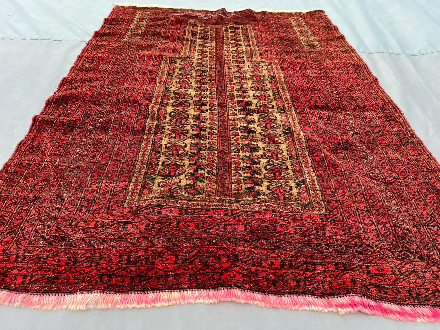 Afghan prayer rug 3x4 antique hand knotted wool rug low pile red muslim carpet vintage tribal rare decor one of a kind rug | farmhouse rug