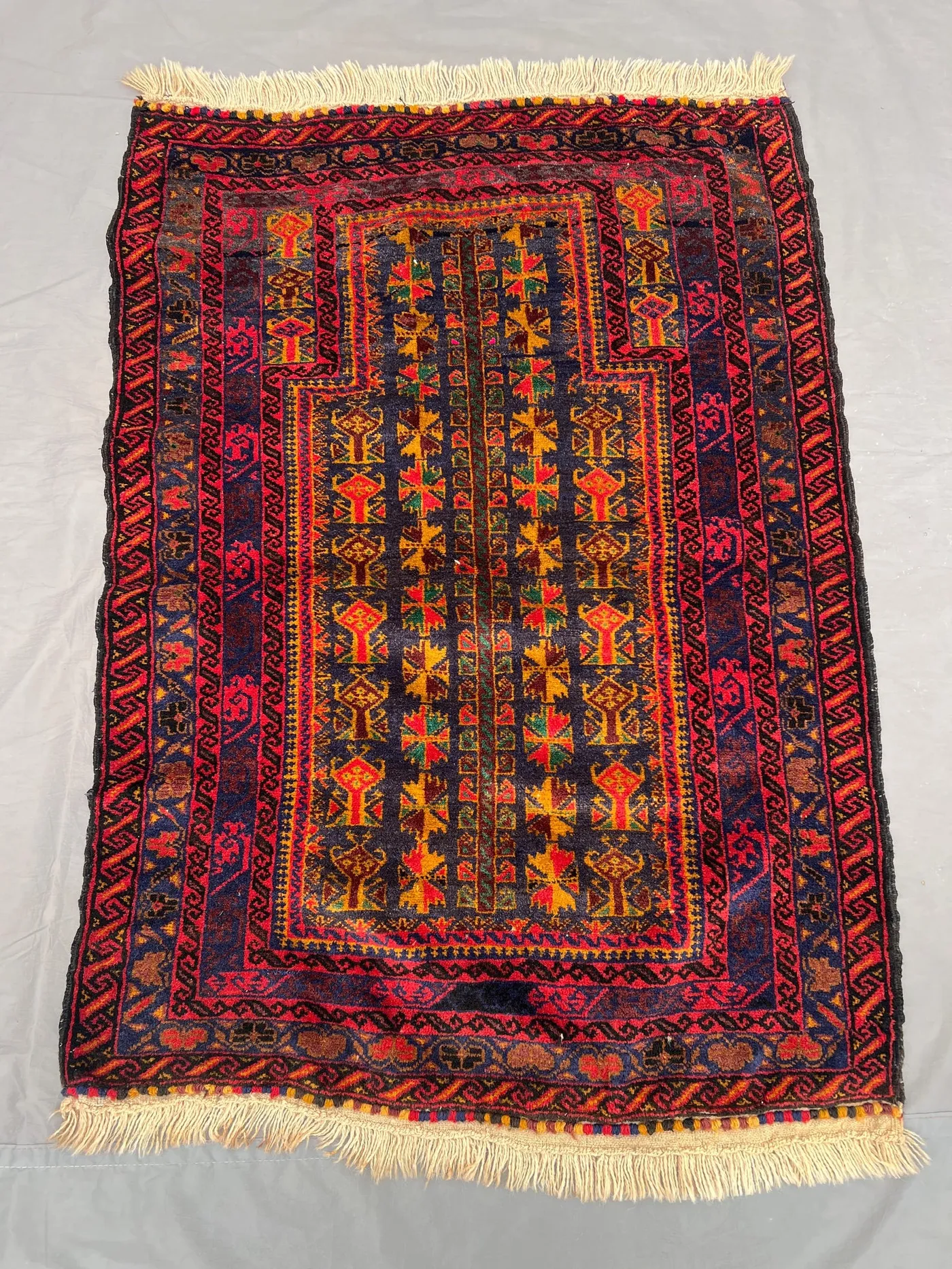 3 x 4 ft Afghan Hand Knotted Vintage Baluchi Rug | Rare Tribal Wool rug Geometric Design, Soft Pile Collectible | moss rug & small area rug
