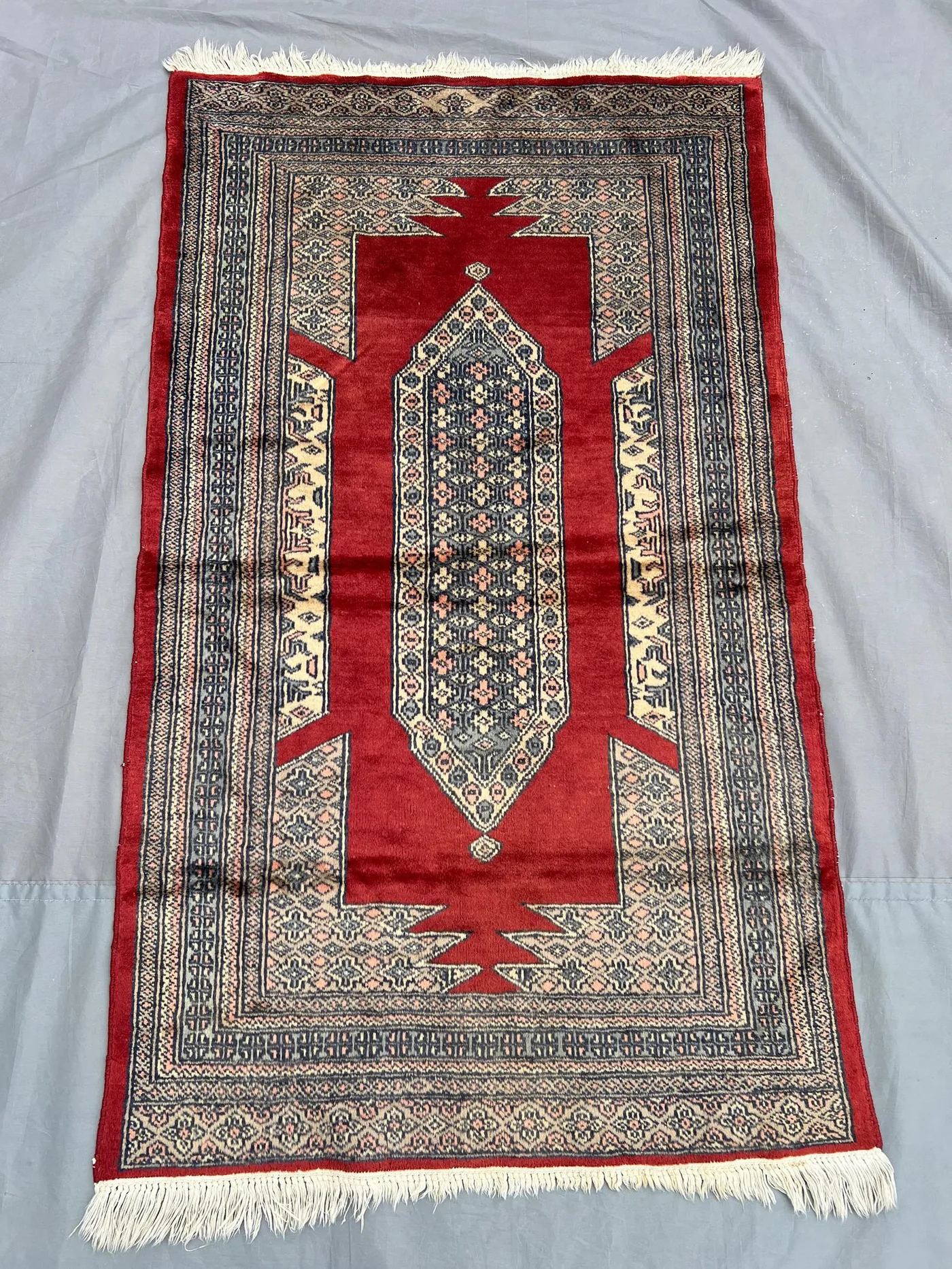 3x5 Pakistani Bukhara Rug | Hand Knotted Wool Prayer Style Rug | Vintage Soft Pile Rug | One of a Kind Tribal Accent Carpet | Kids Room Rug