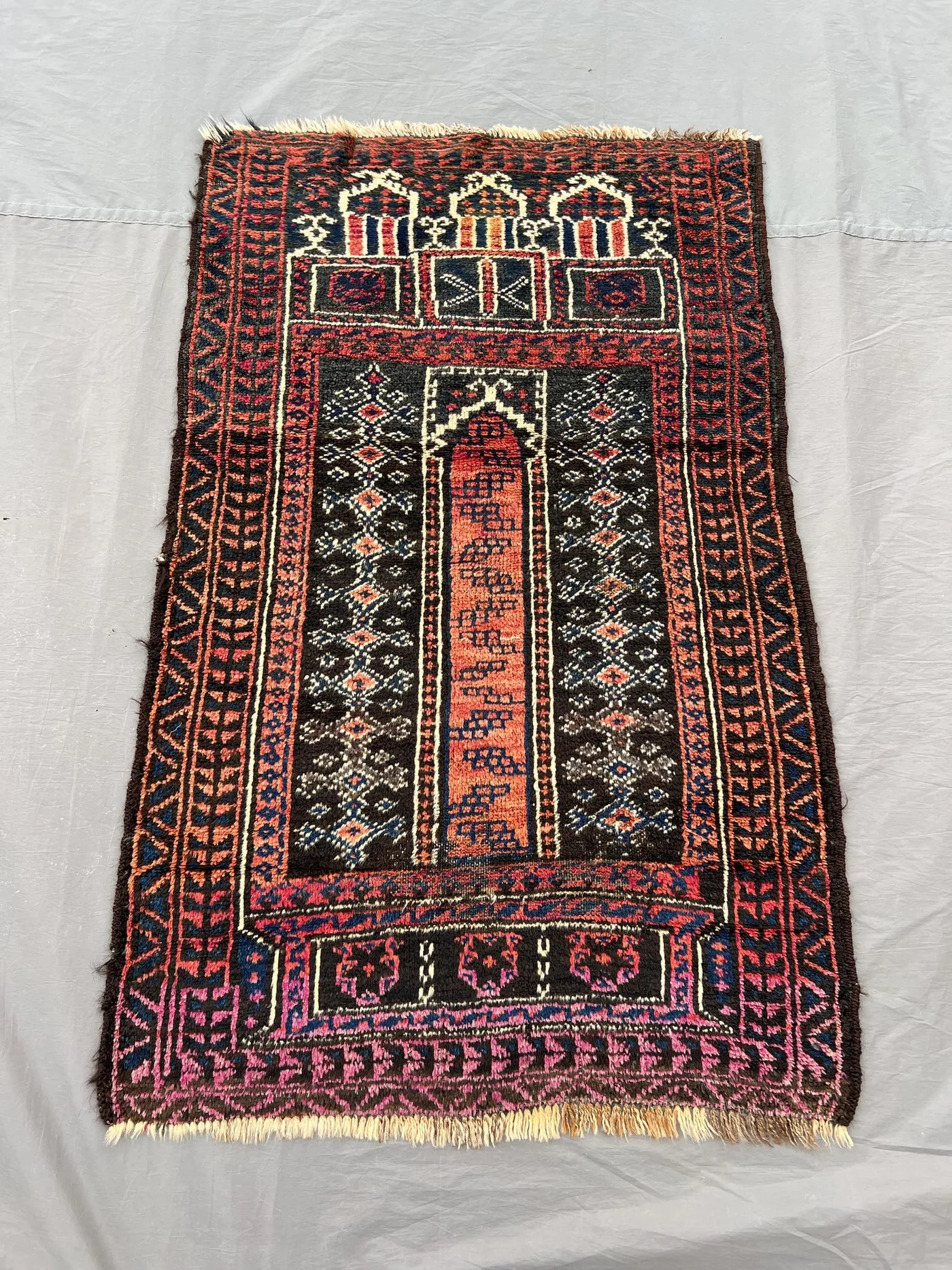 Afghan balochi rug 3x4 antique hand knotted wool low pile tribal prayer rug, vintage rare decor one of a kind collectors rug | farmhouse rug