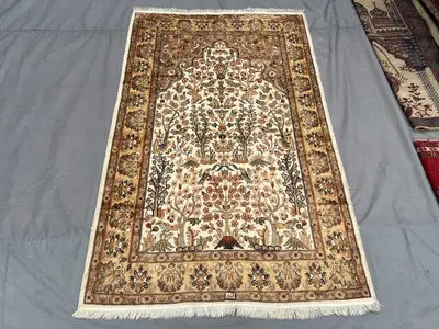 Afghan antique rug 4x7 hand knotted soft pile royal floral rug vintage palace style decor one of a kind collec