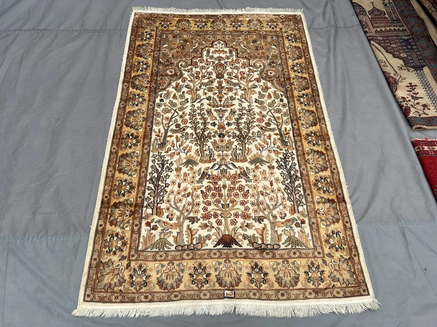 Afghan antique rug 4x7 hand knotted soft pile royal floral rug vintage palace style decor one of a kind collector wool rug | farmhouse rug