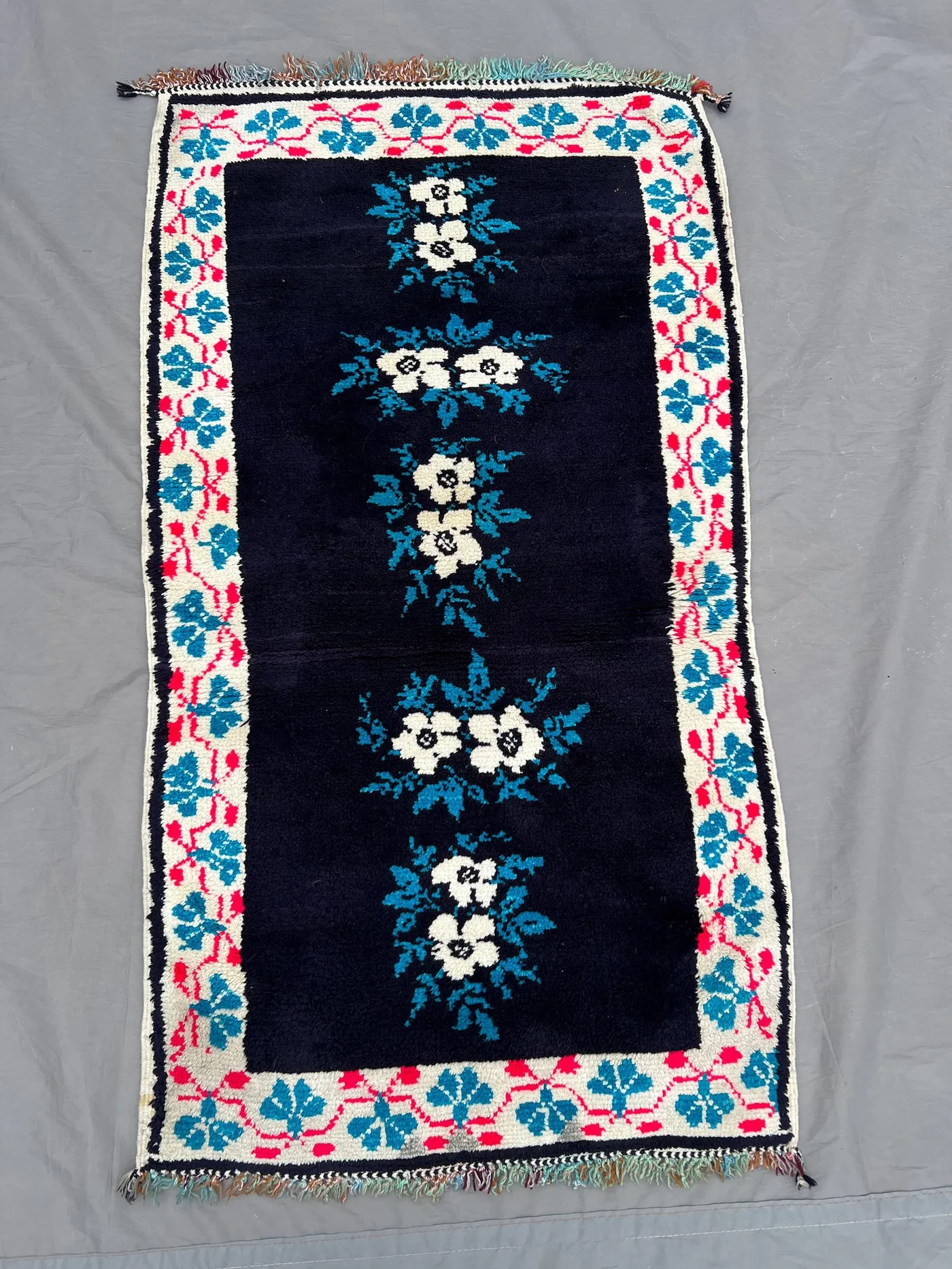 Afghan gabbeh rug, 2x4 hand knotted wool full pile berber rug, simple floral design vintage old style one of a kind rug | bedroom & kitchen