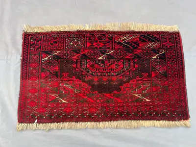 1.2 x 2.2 ft Afghan Hand Knotted Antique Small Rug | Unique Rare Baluchi Design Vintage Wool Area rug | kitche