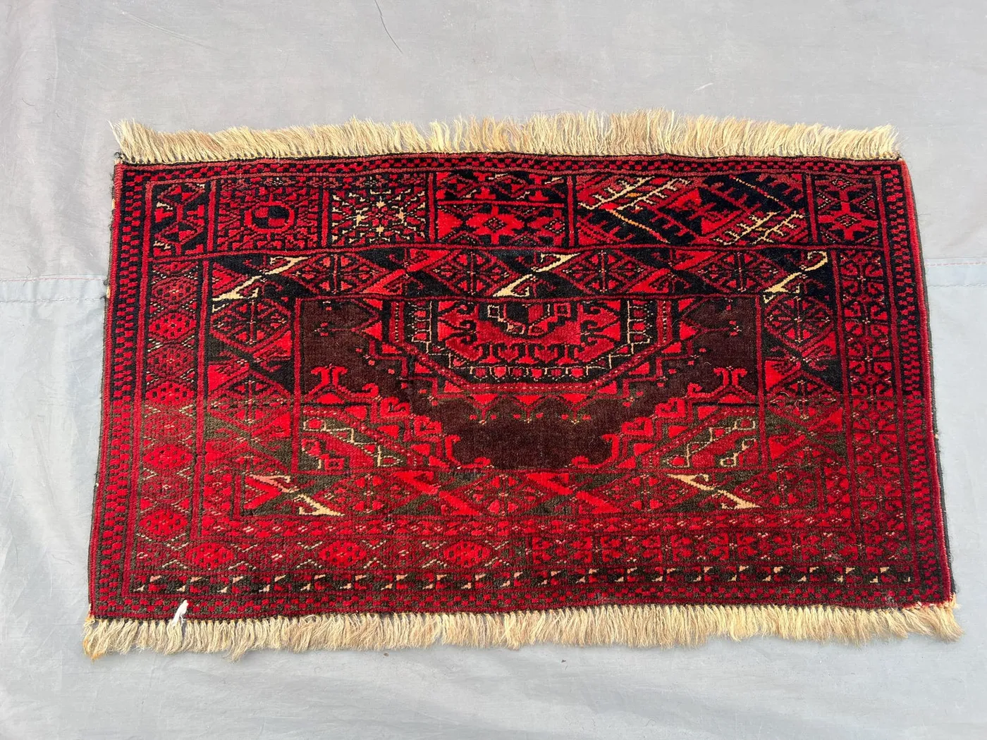 1.2 x 2.2 ft Afghan Hand Knotted Antique Small Rug | Unique Rare Baluchi Design Vintage Wool Area rug | kitchen & bedroom or home boho decor