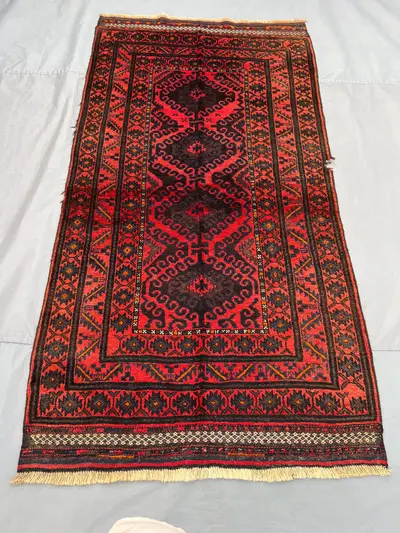 4x8 Afghan Hand-Knotted Baluchi Rug, Vintage Rare Soft Pile Farmhouse Decor, Living Room Rug. Bedroom Rug, ori