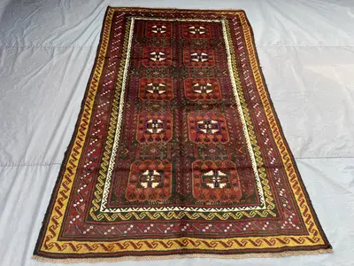 6x10 Vintage Afghan Balochi Rug Hand-Knotted Soft Pile Rare Tribal Farmhouse Decor Living Room rug, Bedroom ru