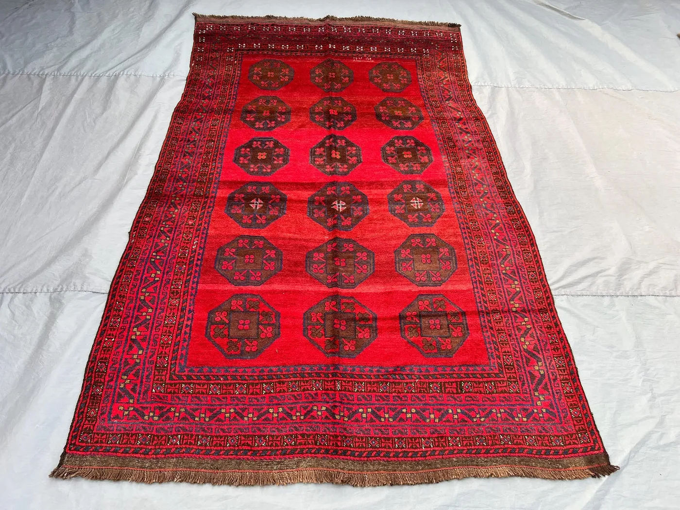 6x9 Vintage Afghan Hand-Knotted Khal Muhammadi Rug, Soft Pile, Turkoman Design Farmhouse, Classic, Collector Area Decor | rug for study room