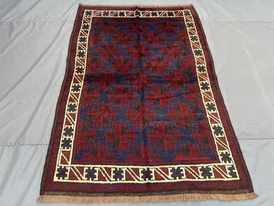 5x7 Afghan Hand-Knotted Balochi Rug Vintage Soft Pile, Tribal Decor Living Room rug, Bedroom rug, Study room r