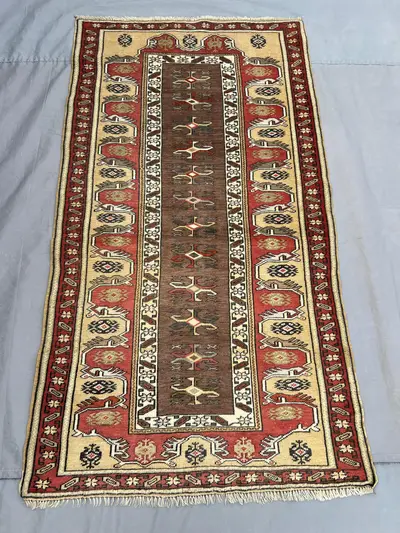 3x6 Vintage Afghan Hand-Knotted Balochi Rug Turkish Inspired Caucasian Style Soft Pile Farmhouse Entryway Clas