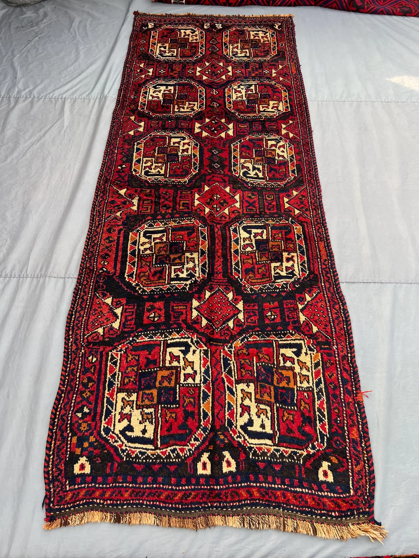 2x12 Afghan Hand-Knotted Vintage Runner–Full Pile Elephant Foot Design, Farmhouse & Living Room Decor | home decoration + rug for study room