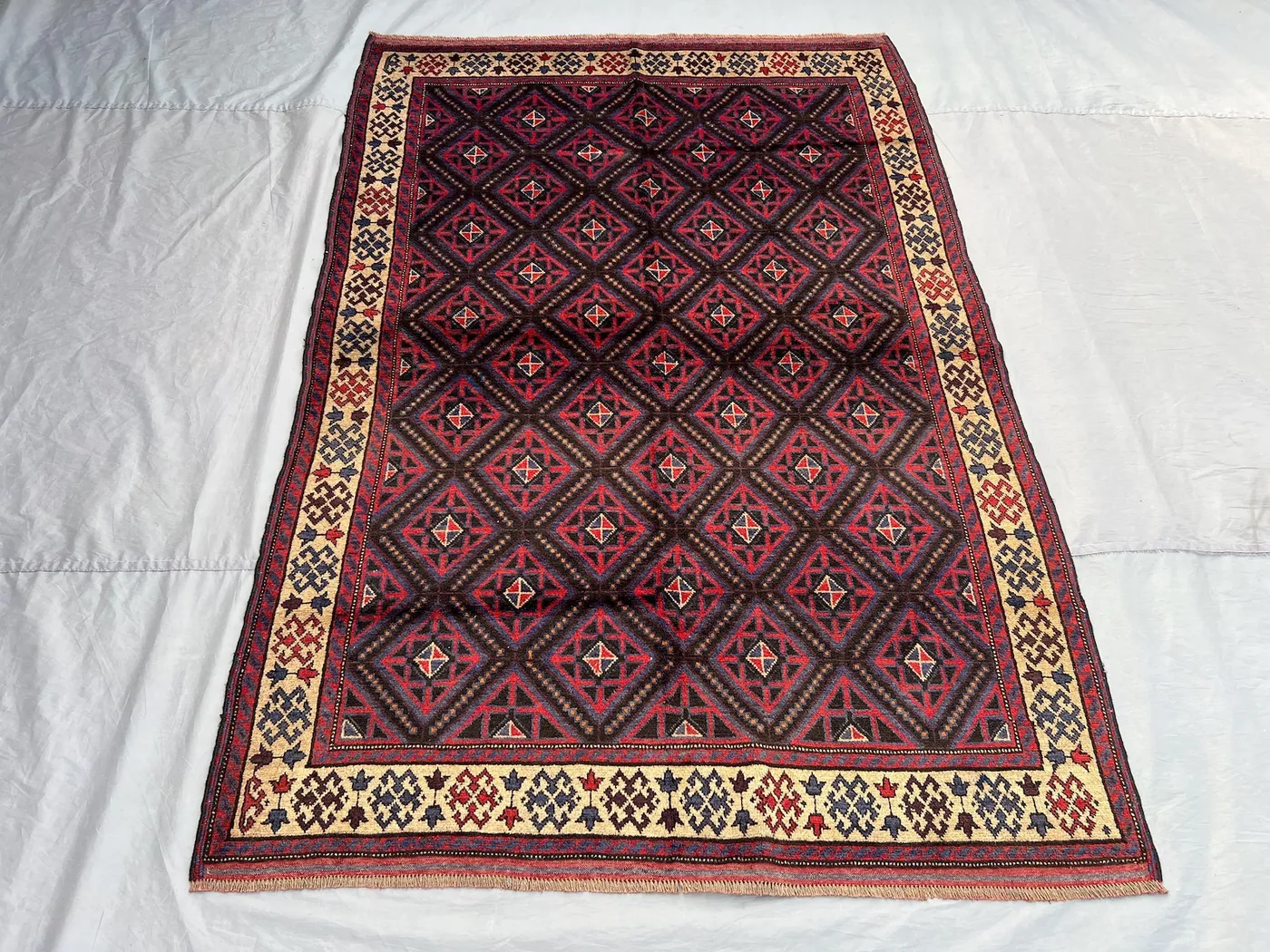 5x8 Antique Afghan Baluchi Rug, Fine Hand Knotted Soft Pile Carpet, Rare Nomadic Tribal Art Rug, Bohemian Living Room Decor, Bedroom Rug