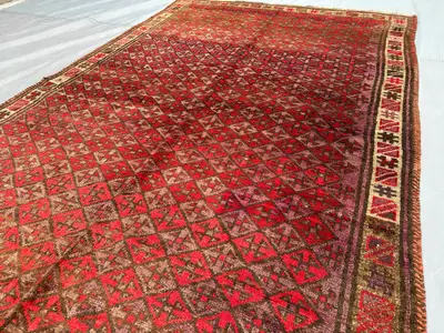 4'7 x 7'5 ft Afghan Antique Baluchi Rug, Turkmen Hand Knotted Wool rug, Vintage Old Rug, Oriental Turkish Rug,