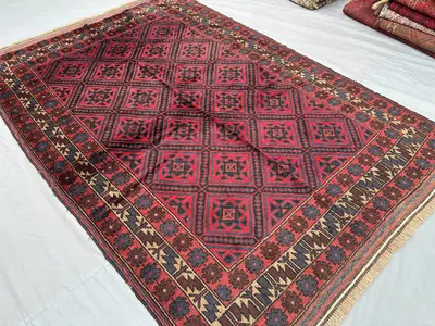 5x8 Afghan Hand-Knotted Turkoman Ersari Rug–Vintage Soft Pile One-of-a-Kind Farmhouse & Living Room Decor, ori