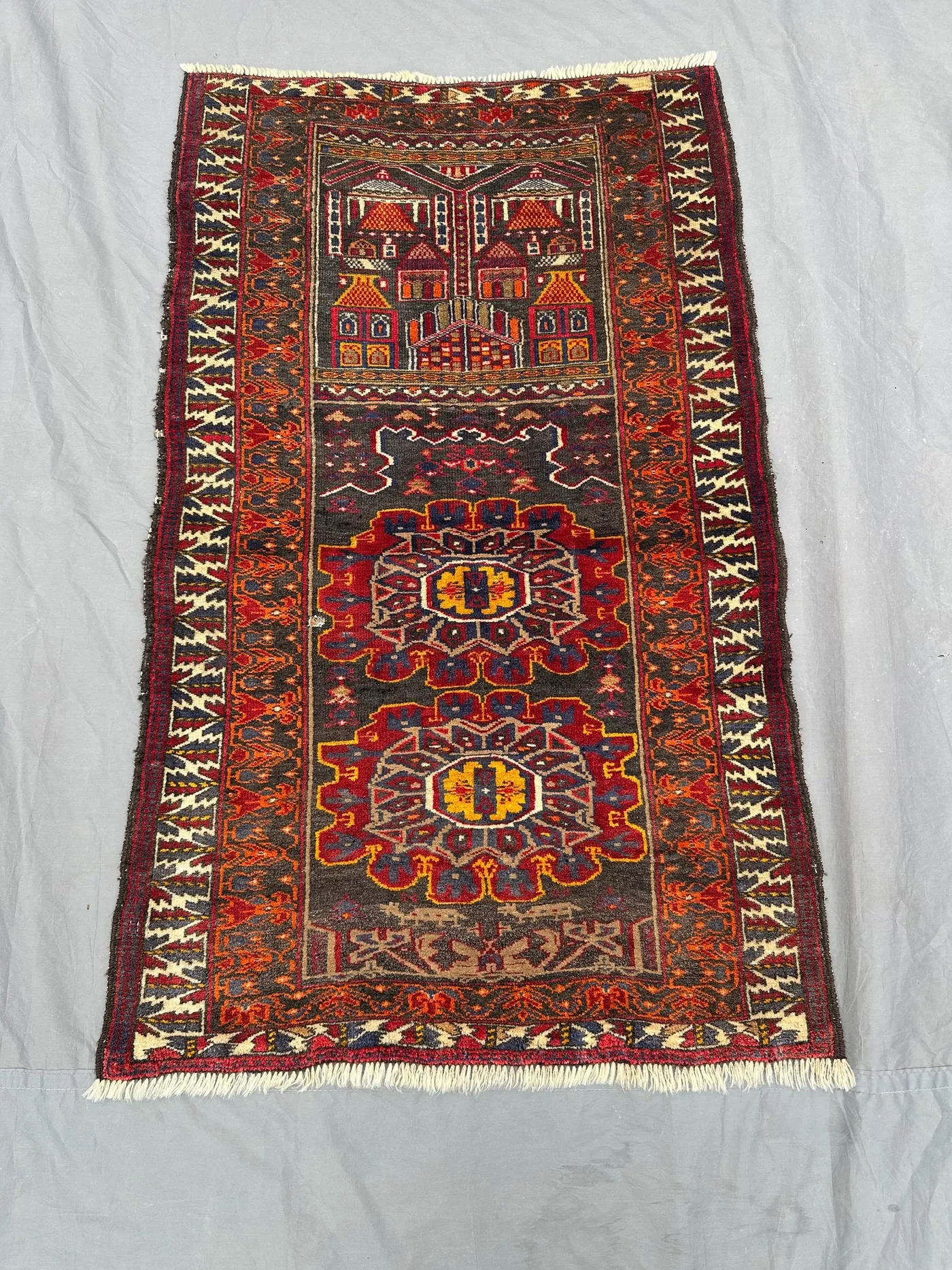 3x4 Afghan hand knotted vintage low pile distressed Baluchi tribal design unique rare rug home decor, living room, bedroom, kitchen area rug