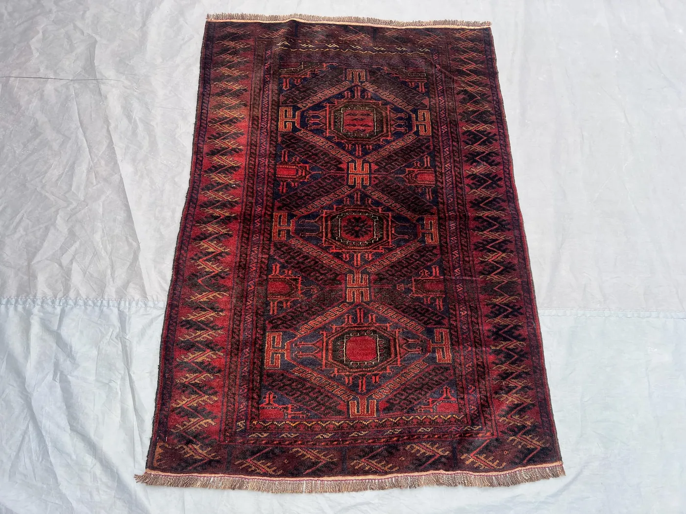3x5 Antique Afghan Baluchi Rug, Hand Knotted Wool 1930s Rug, Oriental Tribal Geometric Pattern Rare Rug, Vintage Soft Pile Accent Carpet