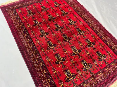 3'10 x 5'5 ft Antique Afghan Baluchi Rug, Hand Knotted Wool Oriental Rug, Nomadic Tribal Art Carpet, Vintage R
