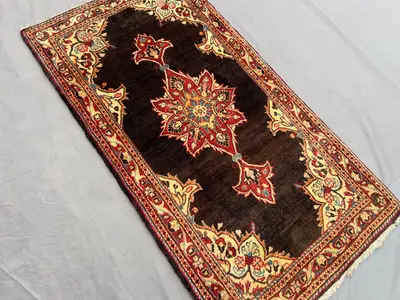 2'2 x 4 ft Turkish Hand Knotted Caucasian Style Rug, Oriental Nomadic Wool Carpet, Rare Vintage Accent Rug Dec