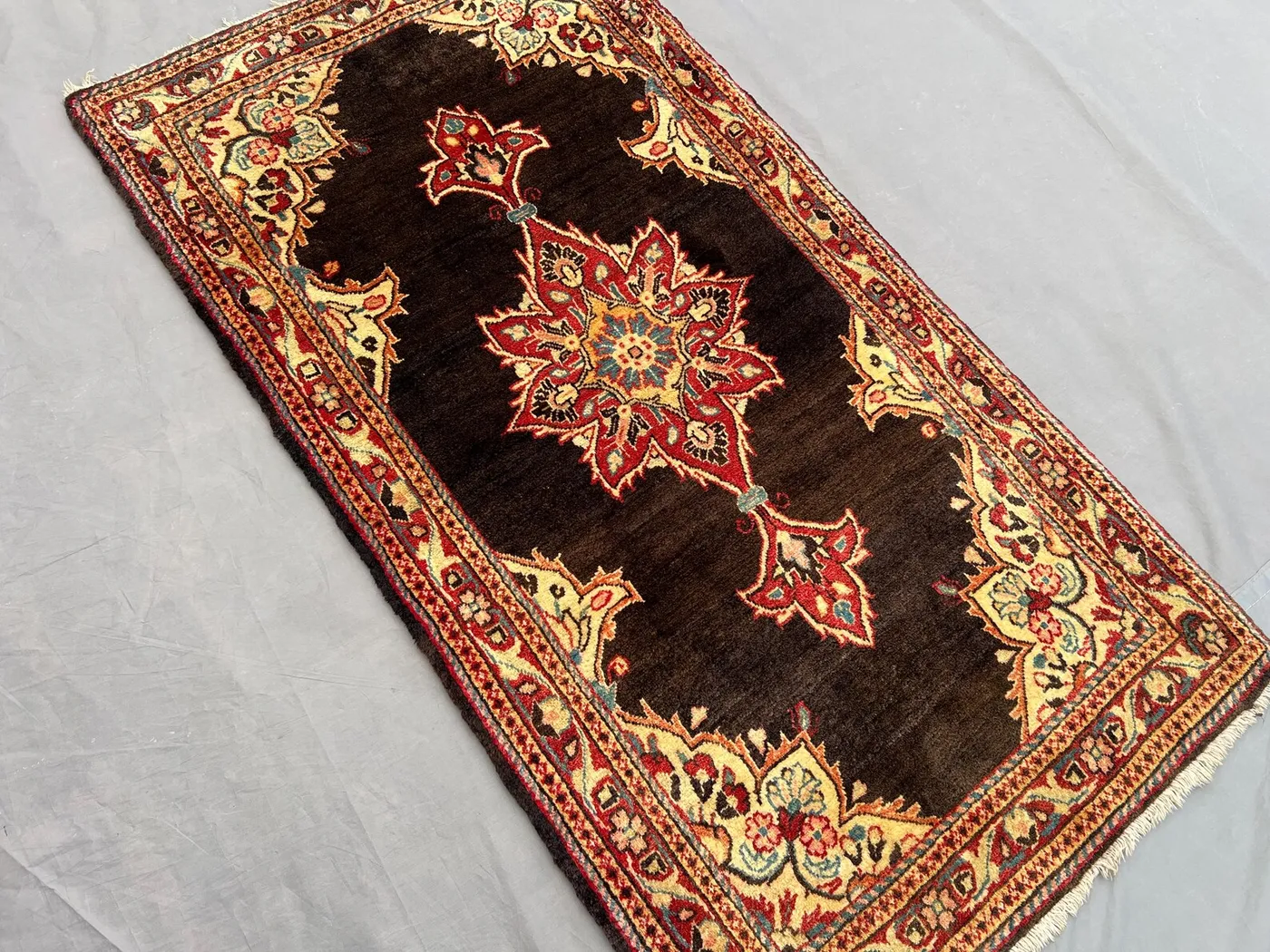 2'2 x 4 ft Turkish Hand Knotted Caucasian Style Rug, Oriental Nomadic Wool Carpet, Rare Vintage Accent Rug Decor Tribal Small Area Moss rug