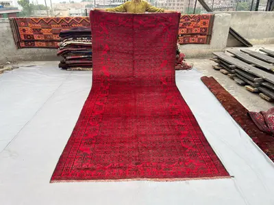 5'2 x 12  Afghan Hand Knotted Baluchi Rug Wool Tribal Vintage Pictorial Rare Antique Farmhouse Area Rug Top Qu