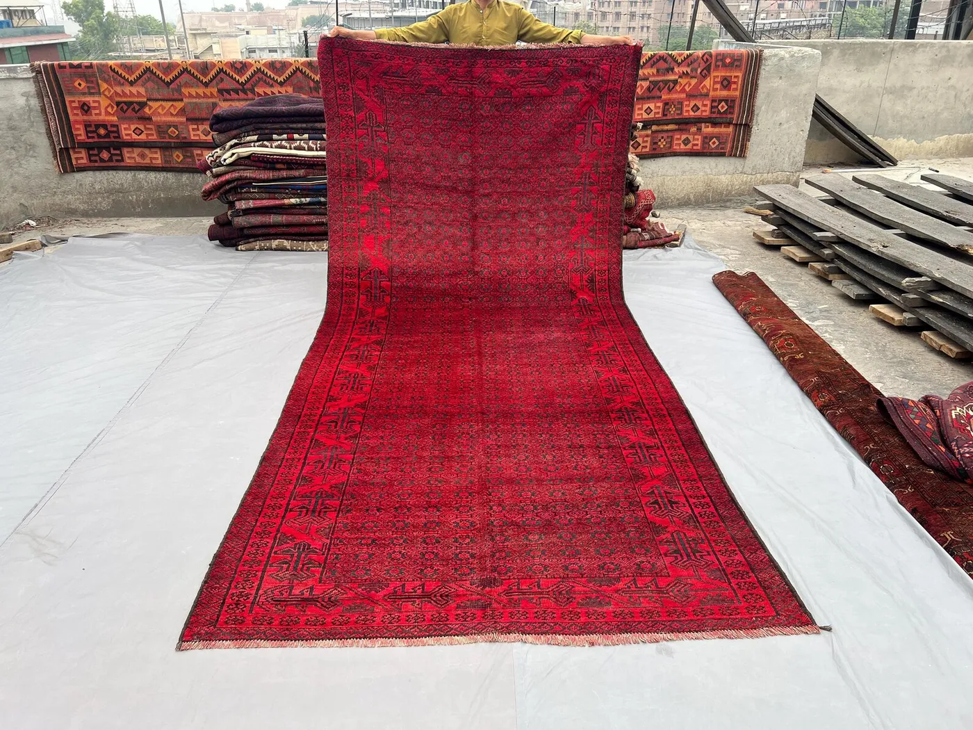 5'2 x 12 Afghan Hand Knotted Baluchi Rug Wool Tribal Vintage Pictorial Rare Antique Farmhouse Area Rug Top Quality Unique Decorative Carpet