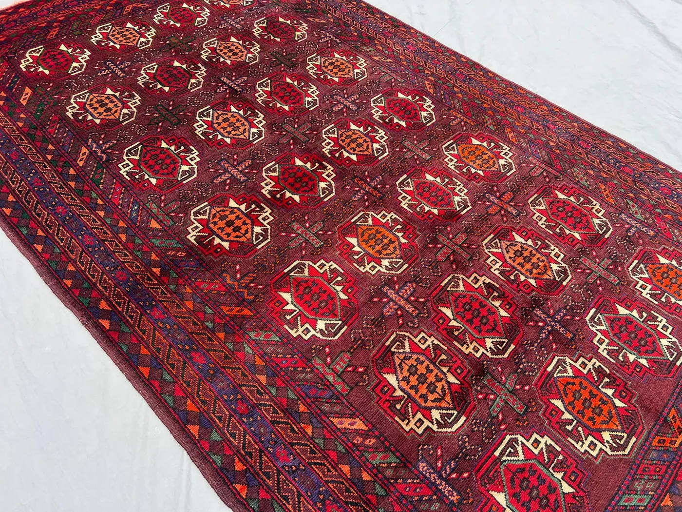 5'3 x 9'9 ft Turkmen Rug, Hand Knotted Wool Soft Pile Rare Antique Area Rug, Traditional Geometric Design Top Quality Rug, Decorative Carpet