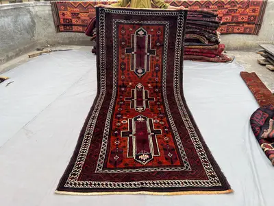 4'2 x 9'6 ft Afghan Hand Knotted Baluchi Rug Wool Tribal Vintage Pictorial Rare Antique Farmhouse Carpet Top Q