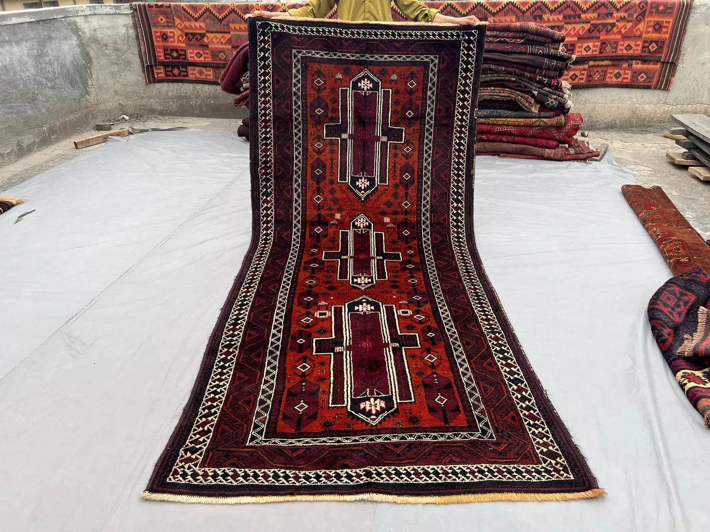 4'2 x 9'6 ft Afghan Hand Knotted Baluchi Rug Wool Tribal Vintage Pictorial Rare Antique Farmhouse Carpet Top Quality Decorative Rug|100%wool