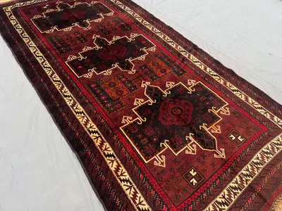 5x10 ft Vintage Afghan Runner Rug, Hand Knotted Wool Tribal Geometric Carpet, Wide Soft Pile Hallway Rug, Livi