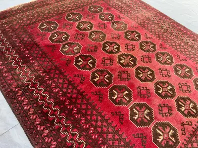 5x7 Vintage Turkmen Bukhara Style Rug, Afghan Hand Knotted Soft Pile Rug, Rare Tribal Rug Top Quality Rug, Far