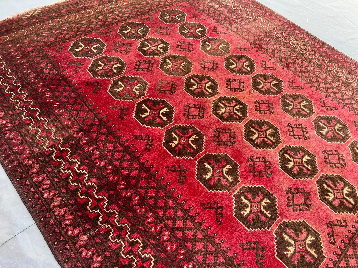 5x7 Vintage Turkmen Bukhara Style Rug, Afghan Hand Knotted Soft Pile Rug, Rare Tribal Rug Top Quality Rug, Farmhouse Rug, Bedroom Rug