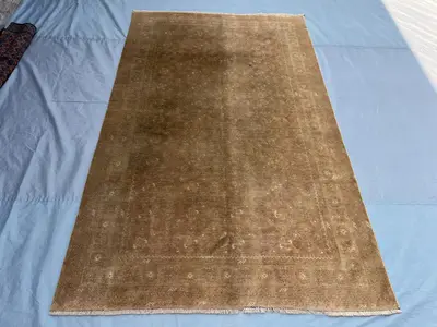 5x8 Afghan Hand Knotted Vintage Faded Terracotta Distressed Balochi Design Rug | for living room, bedroom, rug