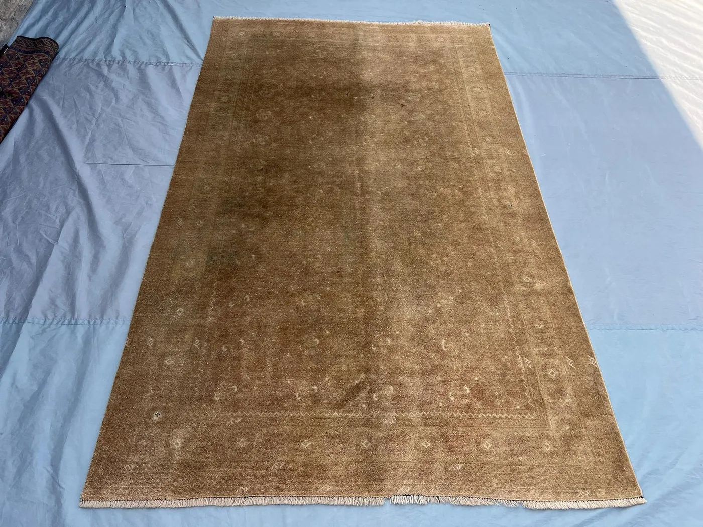 5x8 Afghan Hand Knotted Vintage Faded Terracotta Distressed Balochi Design Rug | for living room, bedroom, rug for study room, kitchen decor