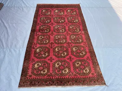 4 x 8 Afghan hand knotted vintage low pile balochi runner rug oriental tribal design unique handmade home deco