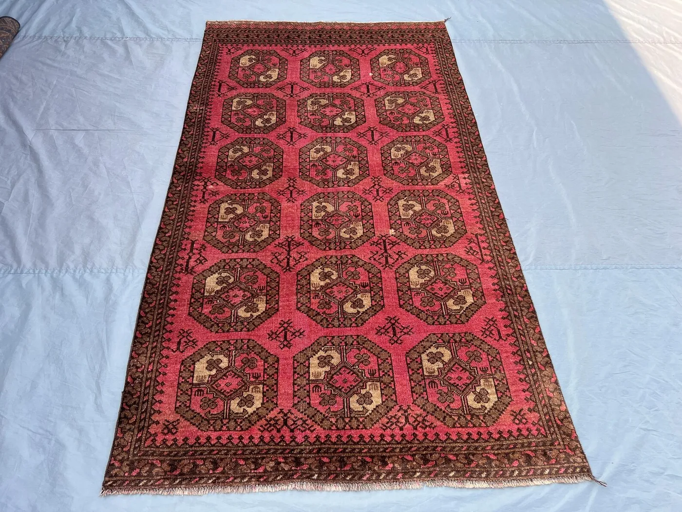 4 x 8 Afghan hand knotted vintage low pile balochi runner rug oriental tribal design unique handmade home decor & living room, farmhouse rug