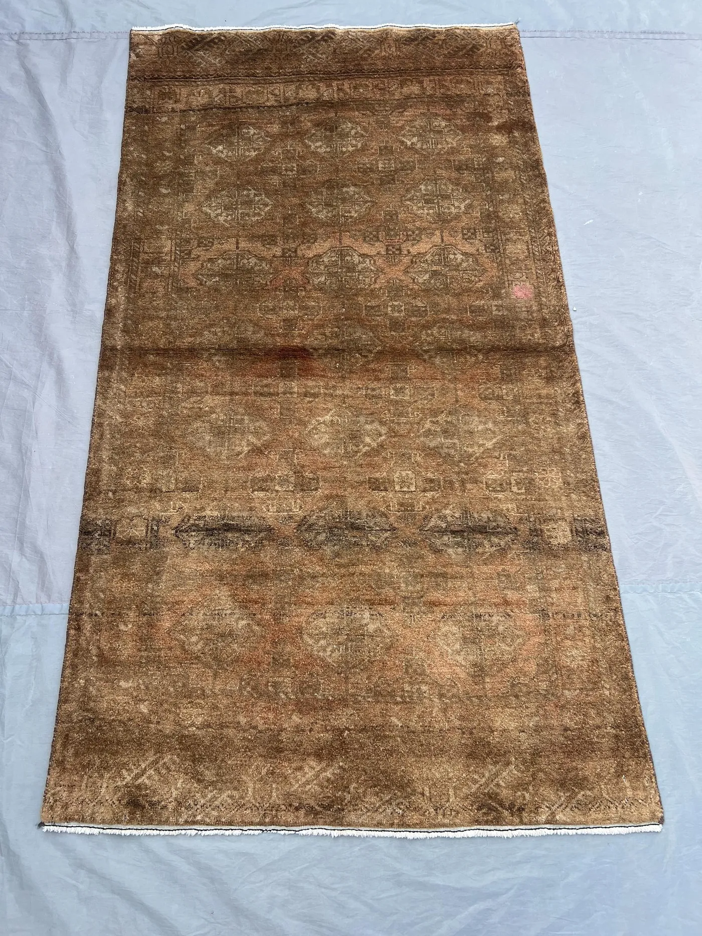 3 x 6 ft Vintage Afghan Hand Knotted Bokhara Rug, Terracotta Faded Turkoman rug Tribal Soft Pile Area Rug Rare One of a Kind | farmhouse rug