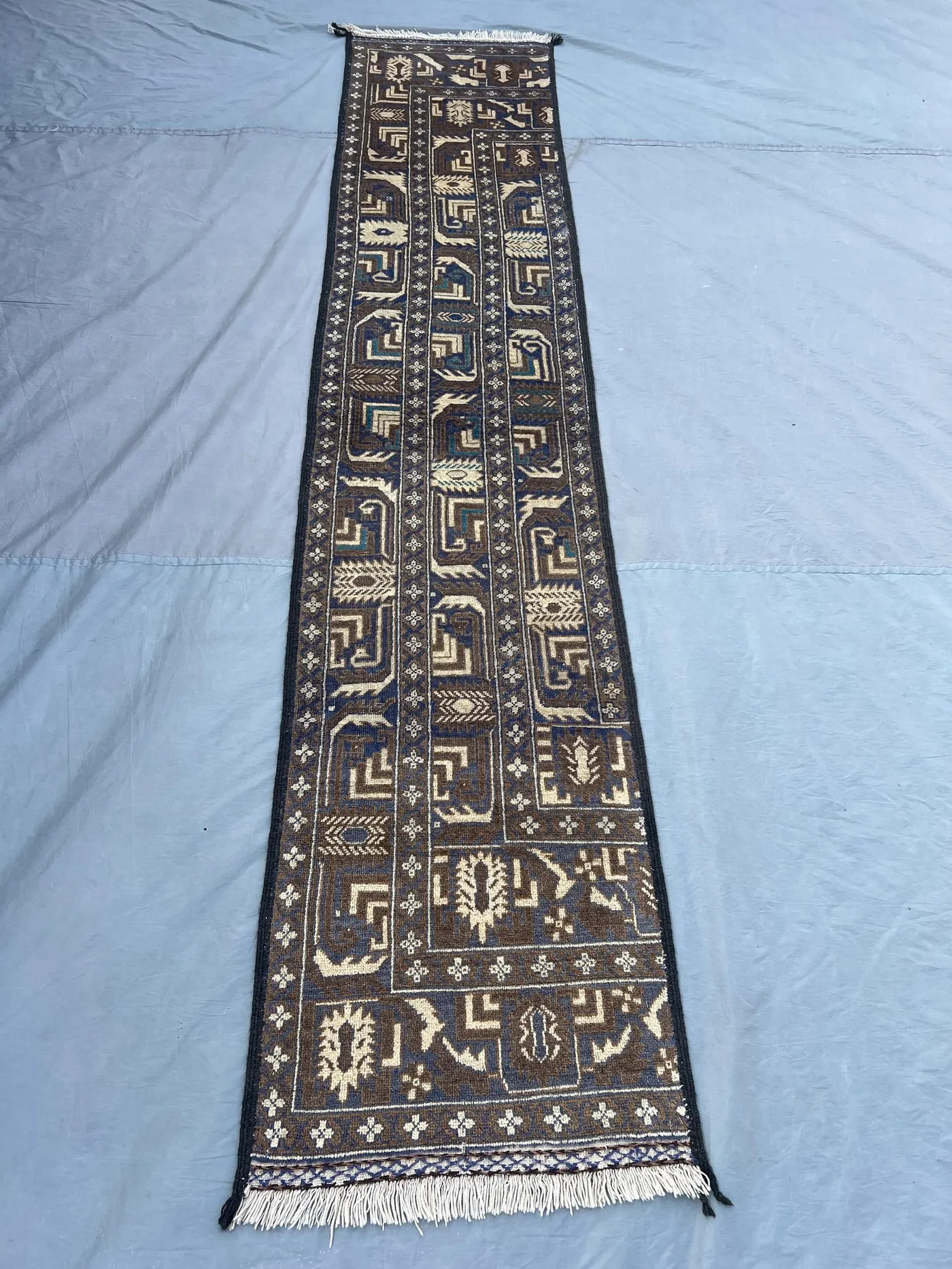 2 x 10 ft Afghan Hand Knotted Vintage Runner Rug Pictorial Baluchi Design, Rare Soft Pile One of a Kind Top Quality Rug | living room decor