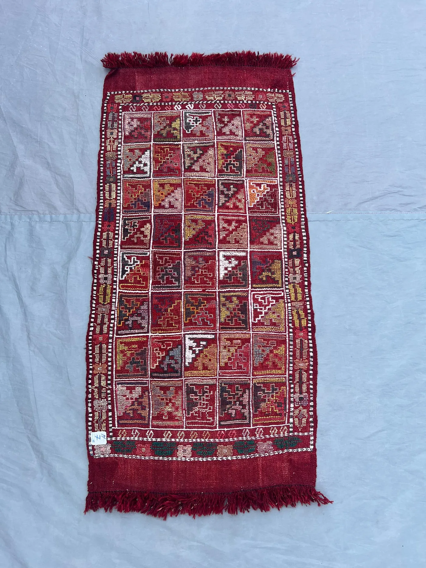 Antique Afghan sumak 2x3 flat weave kilim tribal vintage decor handmade wool rare wall hanging or floor accent one of a kind | kitchen rug