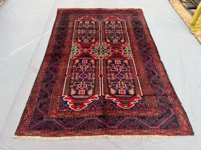 6'1" x 9'4" Turkish Hand-Knotted Vintage Rare Soft Pile One-of-a-Kind Large Area Rug, Anatolian Geometric & Fl