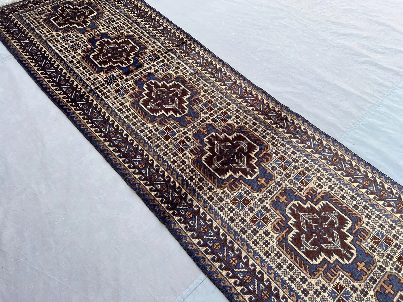 2'9 x 9'8 ft Vintage Afghan Hand Knotted Runner Rug, Tribal Wool Carpet, Long Oriental Hallway Rug, Geometric Design Unique Runner Rug Decor