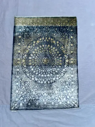 2x3 ft Vintage Afghan Hand Knotted Mamluk Design Rug Wool rug Oriental Geometric Medallion Pattern Small Accen