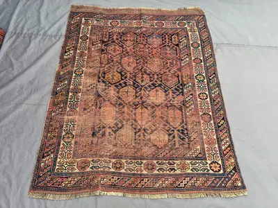 5 x 6 ft Afghan Hand Knotted Vintage Turkoman Ersari Rug Low Pile Distressed Brown Red Tribal One Of A Kind Ar