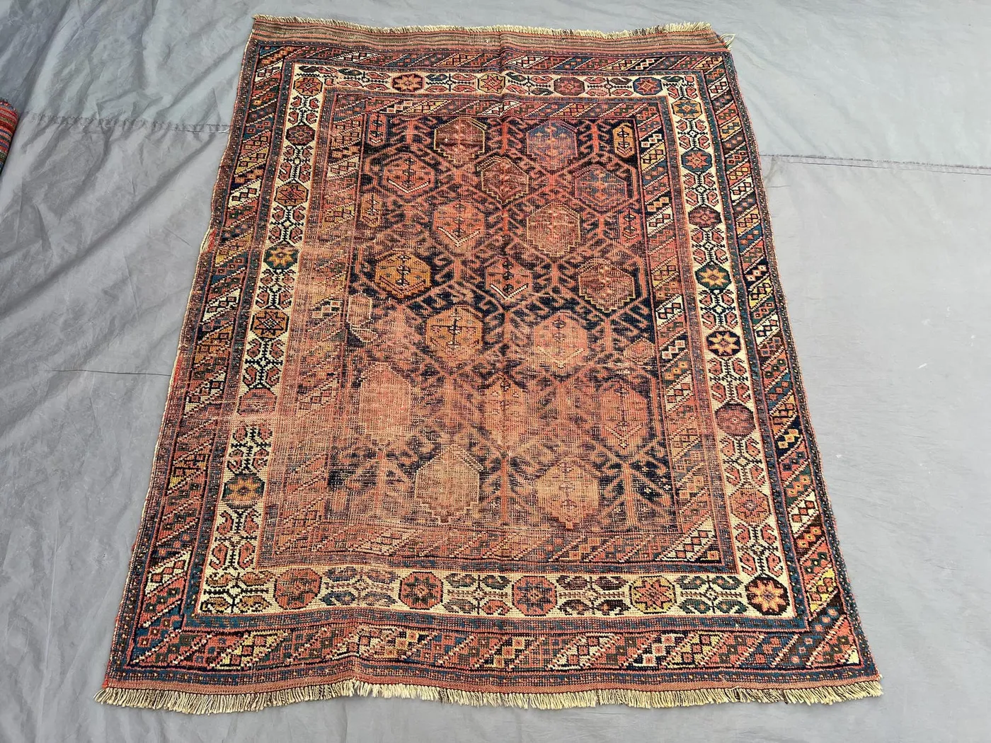 5 x 6 ft Afghan Hand Knotted Vintage Turkoman Ersari Rug Low Pile Distressed Brown Red Tribal One Of A Kind Area Rug | Bedroom decor rug