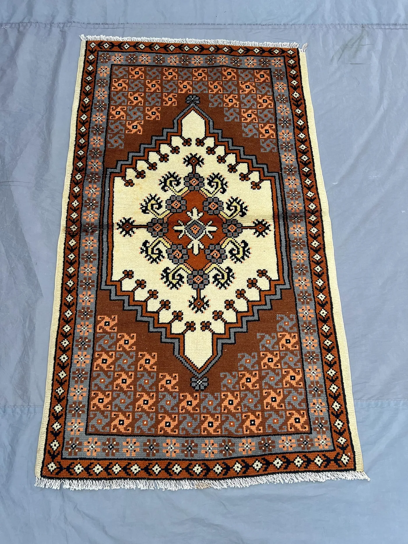 3 x 5 Vintage Moroccan Hand Knotted Tribal Rug, Geometric Oriental Carpet, Authentic Boho Area Rug, Unique Handmade Home Decor, Moss Rug