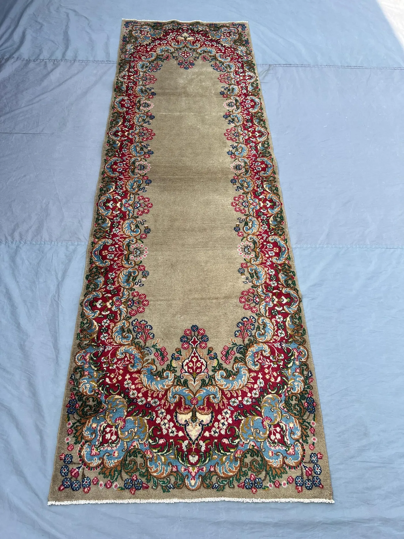 3 x 9'9 ft Vintage Turkish Hand Knotted Runner Rug, Long Oriental Carpet, Soft Pile Geometric Floral Design Rug, Rare Bohemian Rug Decor