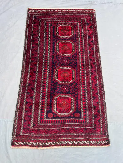 2'8 x 5 ft Vintage Afghan Baluchi Rug, Hand Knotted Wool Carpet, Tribal Oriental Accent, Rare One-of-a-Kind Bo